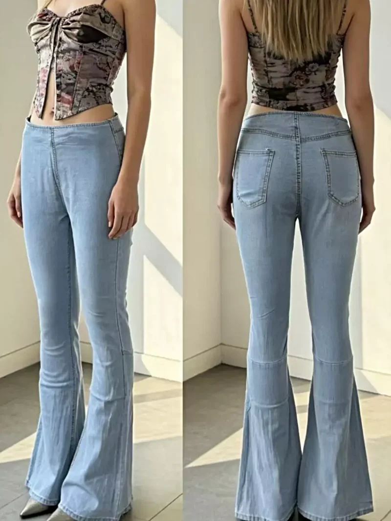 Stijlvolle flared jeans met hoge taille en zakken | Licht elastische katoenmix