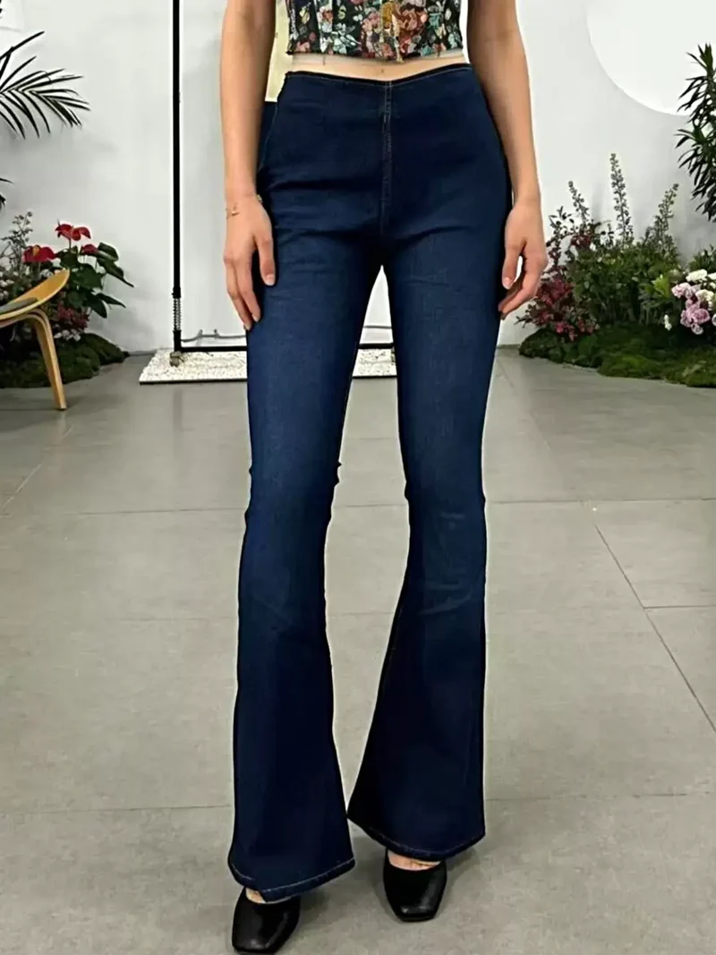 Stijlvolle flared jeans met hoge taille en zakken | Licht elastische katoenmix