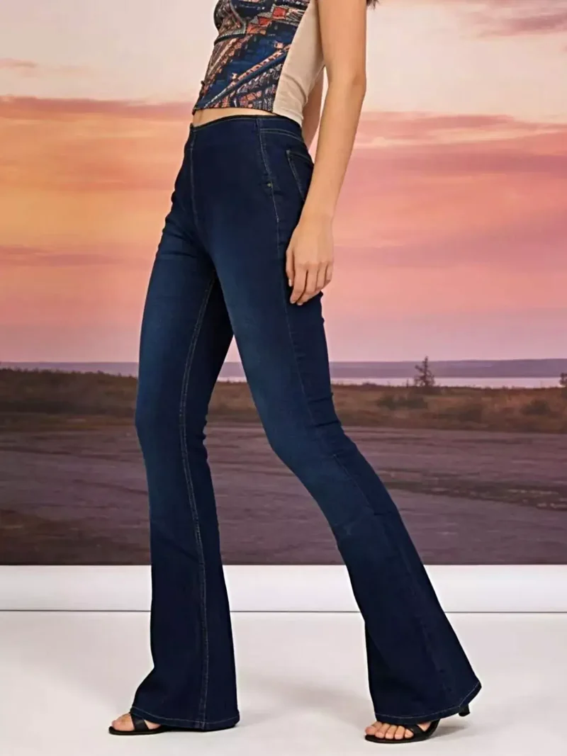 Stijlvolle flared jeans met hoge taille en zakken | Licht elastische katoenmix