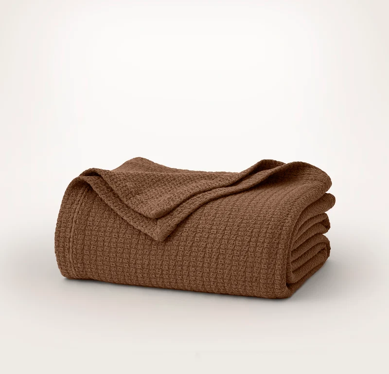 Modern Crochet Bed Blanket - Chestnut