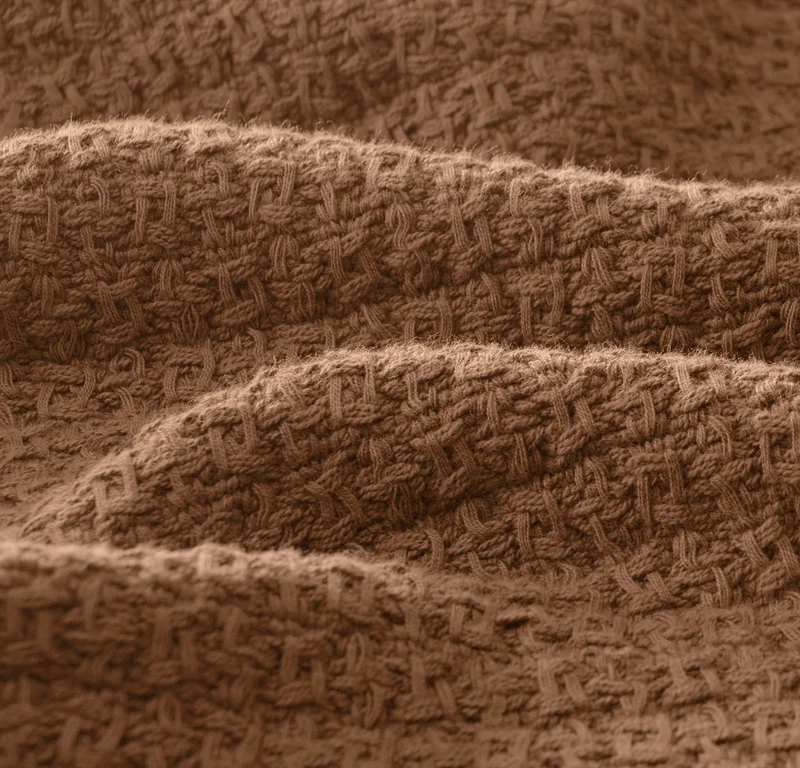 Modern Crochet Bed Blanket - Chestnut
