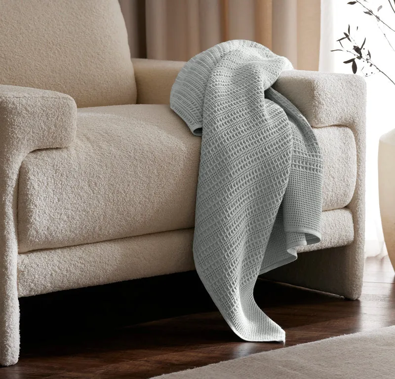 Waffle Mixed Stripe Throw Blanket - Shore