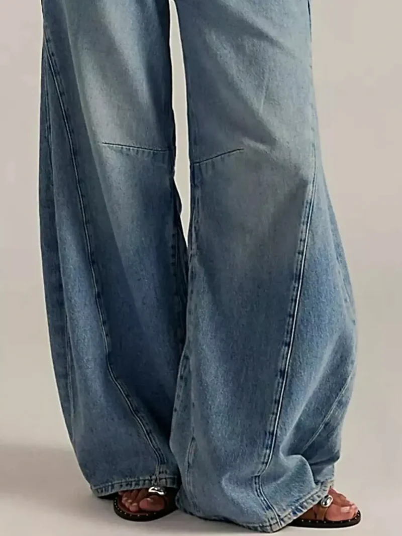 Luxe gewassen denim jeans met wijde pijpen en zakken - 95% katoen voor ultiem comfort