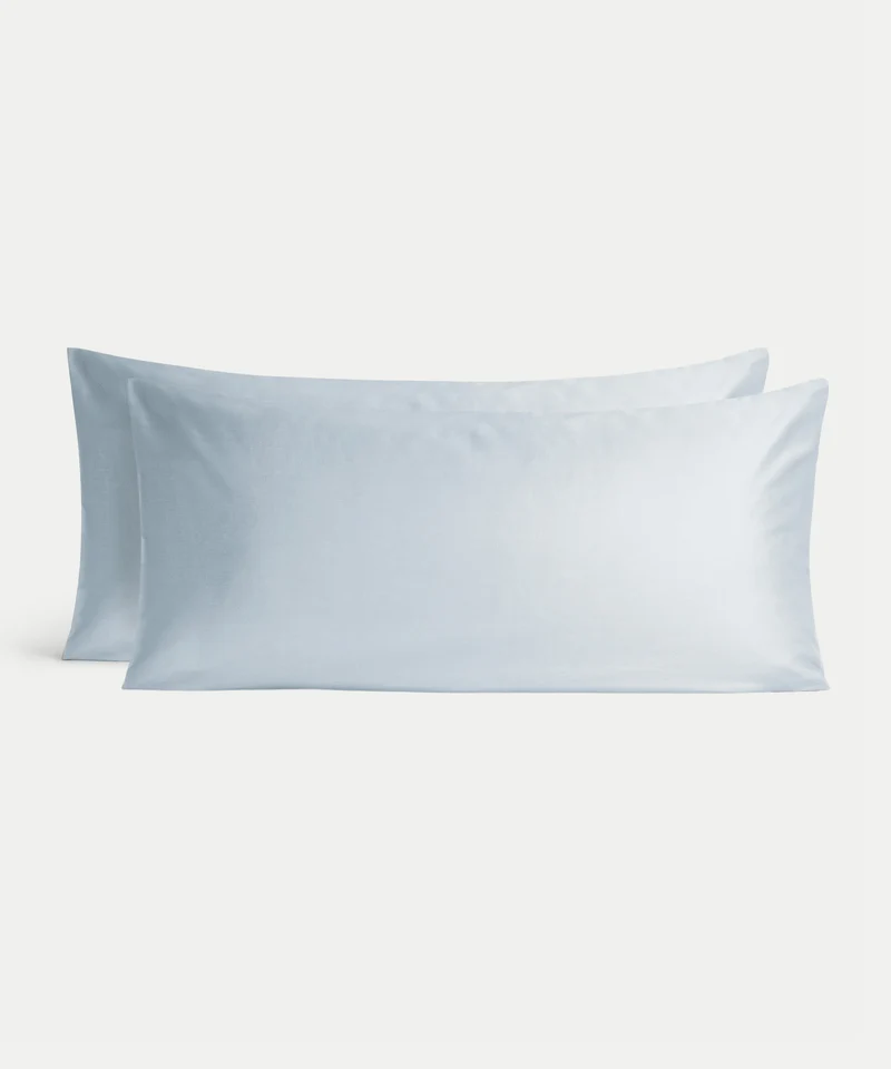 2er-Set Kissenbezüge Ägyptische Baumwolle Satin 400 TC | Pastellblau