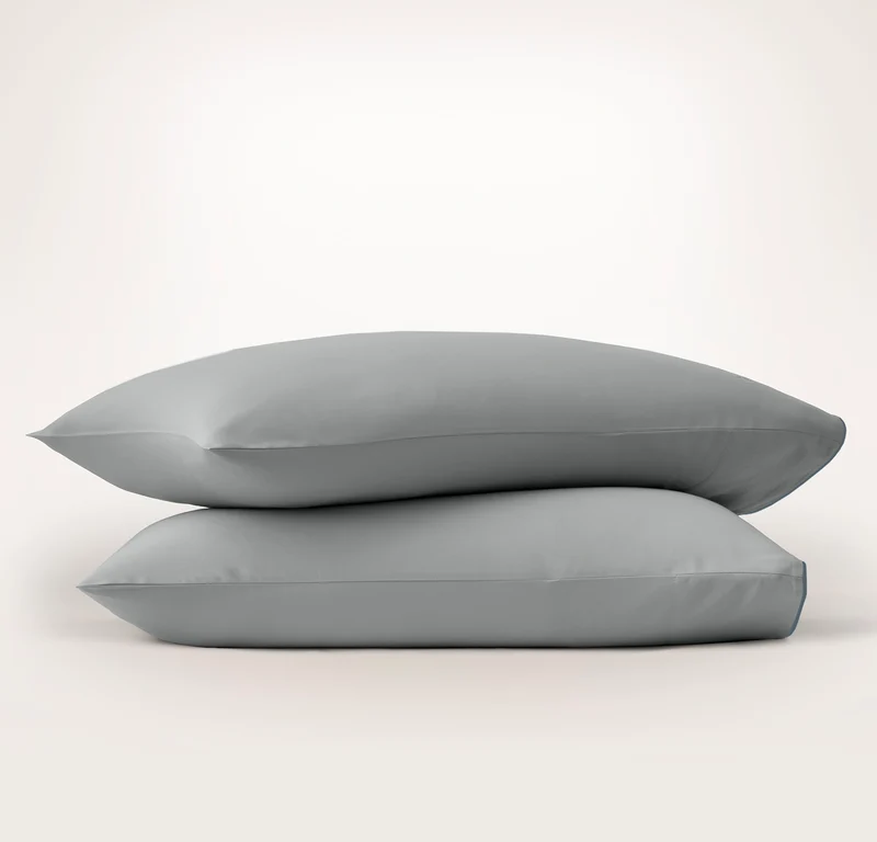 Signature Embellished Pillowcase Set - Shore/Bluestone Piped Edge