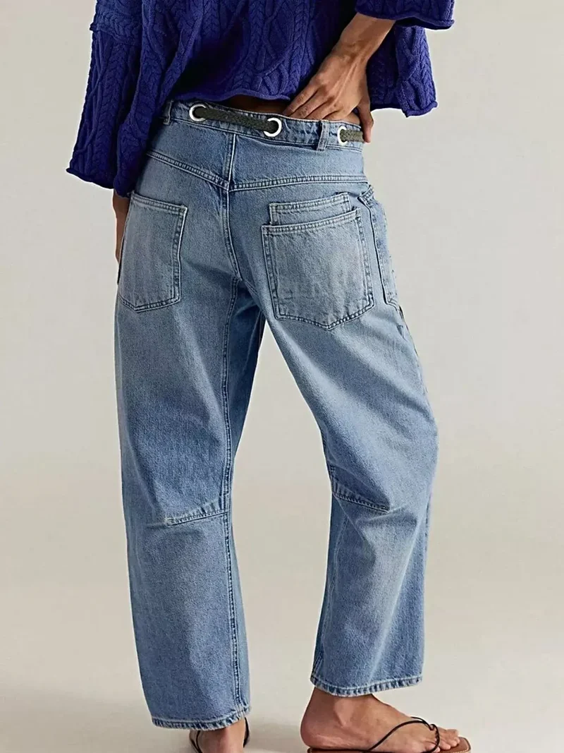 Luxe, gewassen jeans met relaxte pasvorm en zakken – 85% katoen voor ultiem comfort