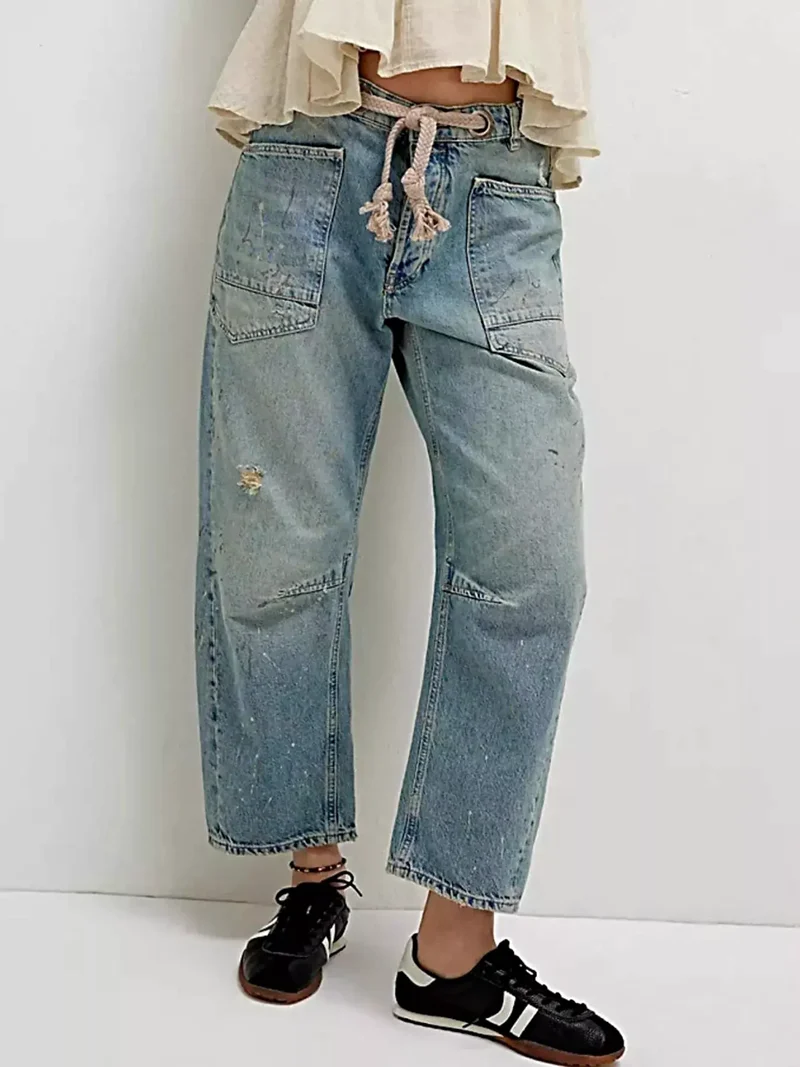 Luxe, gewassen jeans met relaxte pasvorm en zakken – 85% katoen voor ultiem comfort