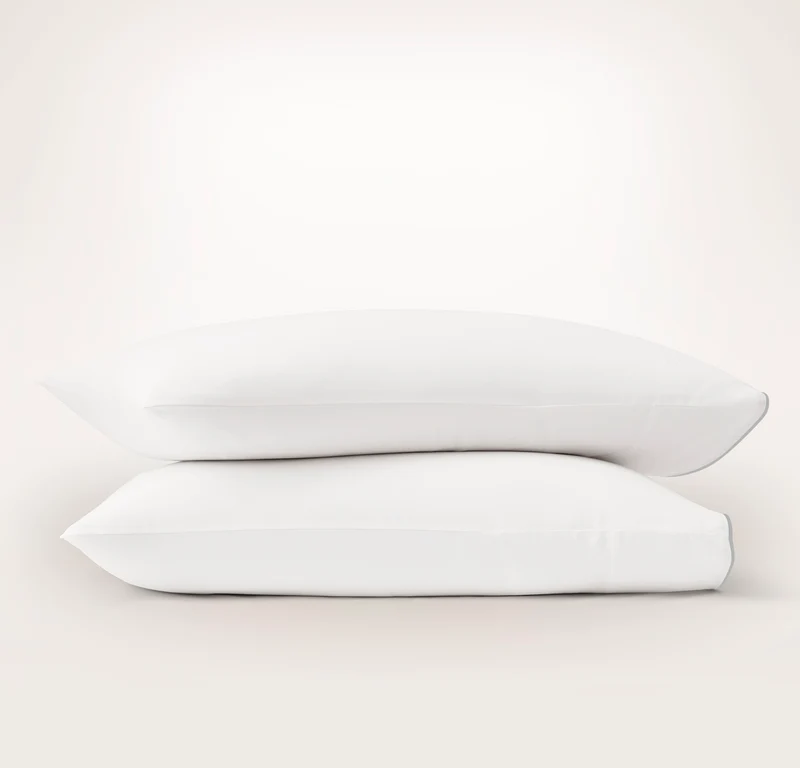 Signature Embellished Pillowcase Set - White/Shore Piped Edge