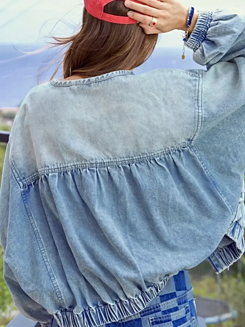Prachtige gewassen denim jas met ritssluiting - Klassieke stijl, 90% katoen, comfortabel, geïmporteerd