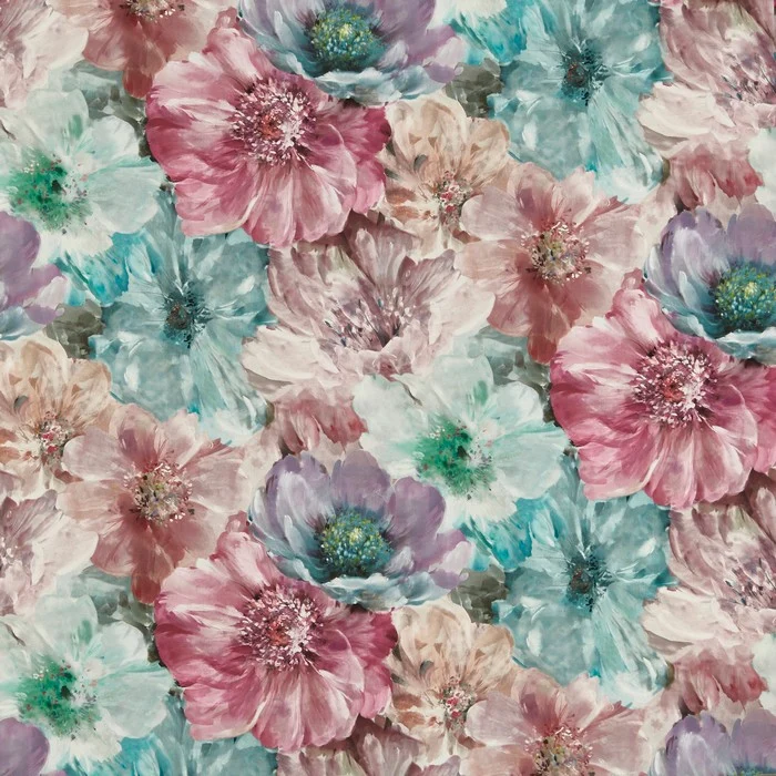 Baumwollstoff Aquarelle Fleurs - rosa