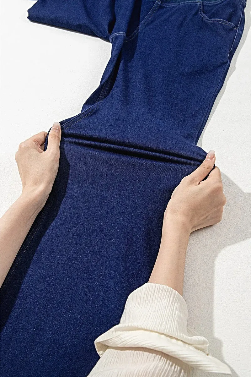 Geef je stijl een boost met deze flared jeans met hoge taille - met zakken, licht elastisch en een luxe pasvorm.