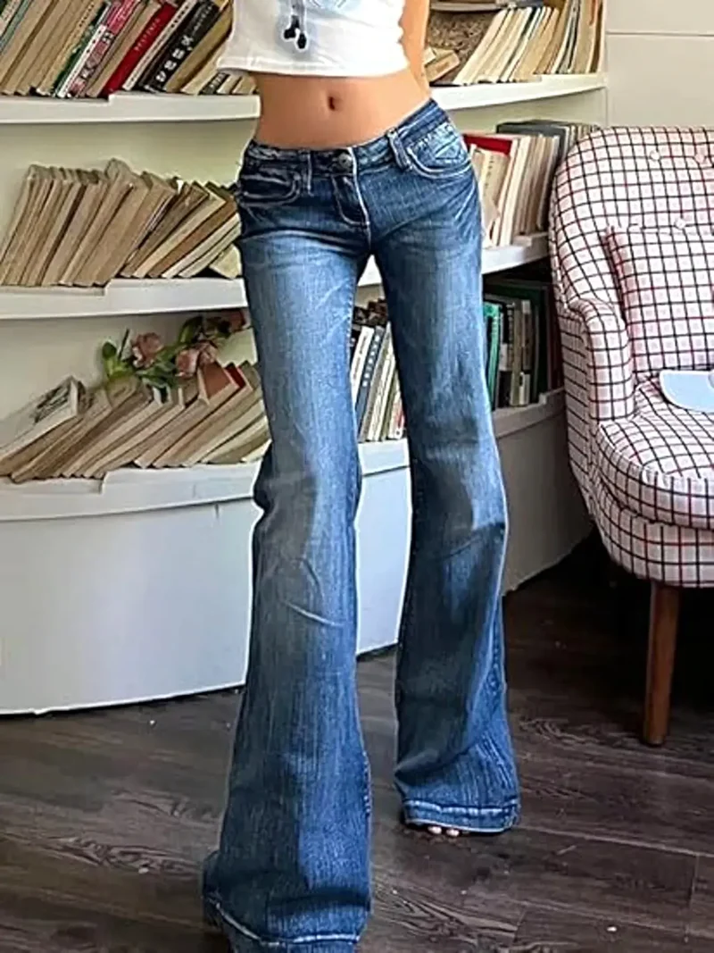 Stijlvolle flared jeans met lage taille en zakken – licht elastisch, gemaakt van 85% katoen.