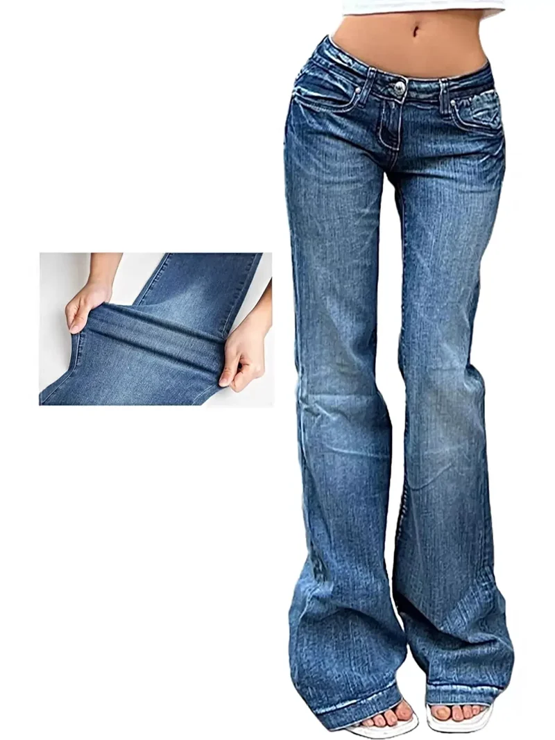 Stijlvolle flared jeans met lage taille en zakken – licht elastisch, gemaakt van 85% katoen.