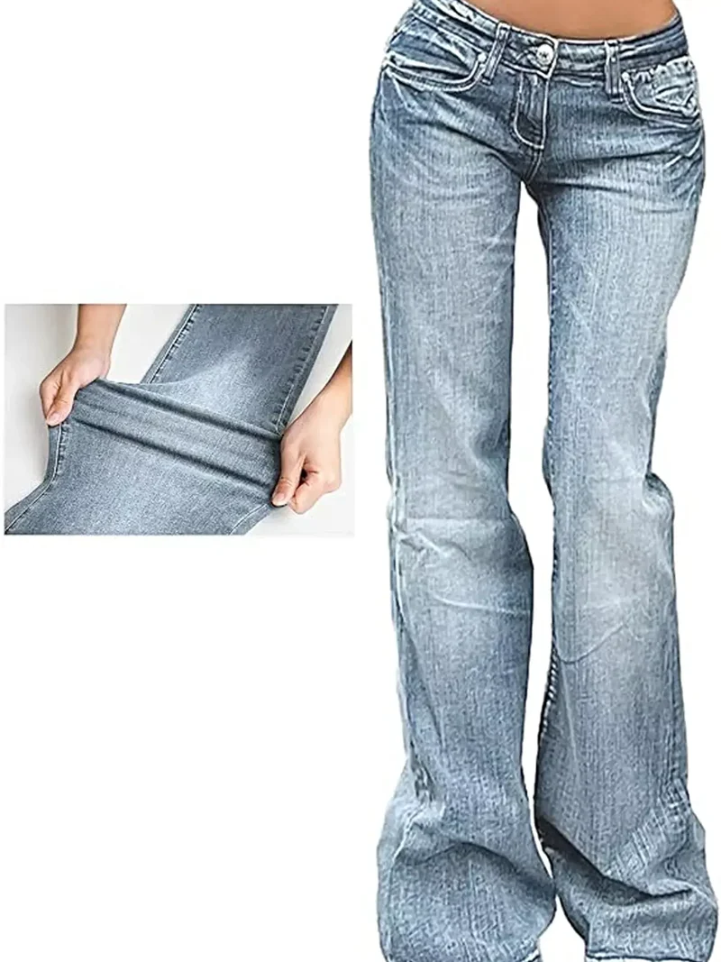 Stijlvolle flared jeans met lage taille en zakken – licht elastisch, gemaakt van 85% katoen.