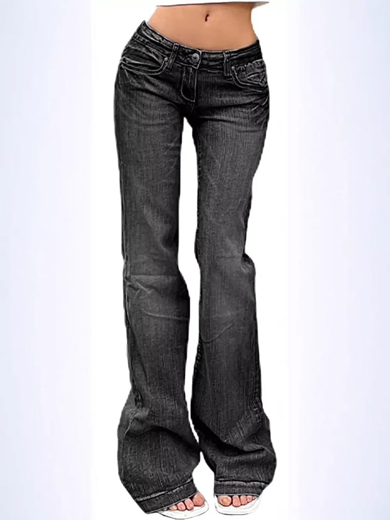 Stijlvolle flared jeans met lage taille en zakken – licht elastisch, gemaakt van 85% katoen.