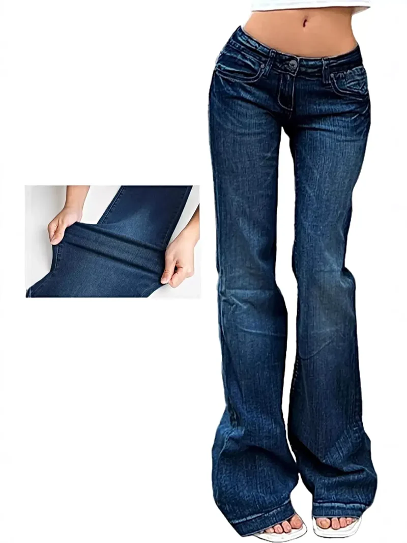 Stijlvolle flared jeans met lage taille en zakken – licht elastisch, gemaakt van 85% katoen.