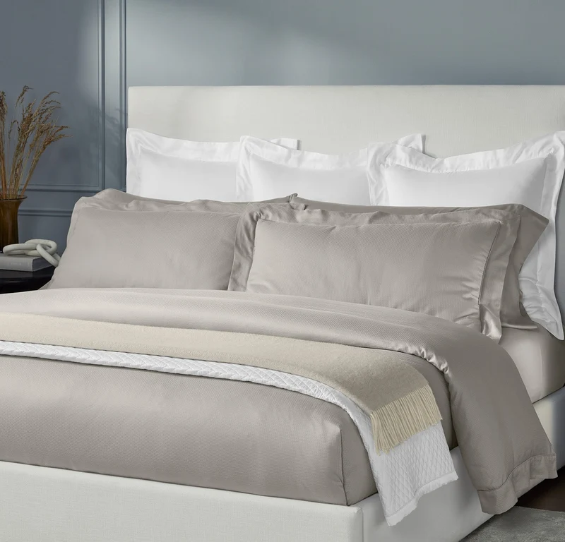 Reserve Embellished Duvet Set - Pewter Lattice Jacquard