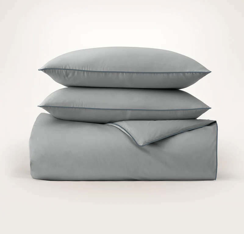 Signature Embellished Duvet Set - Shore/Bluestone Piped Edge