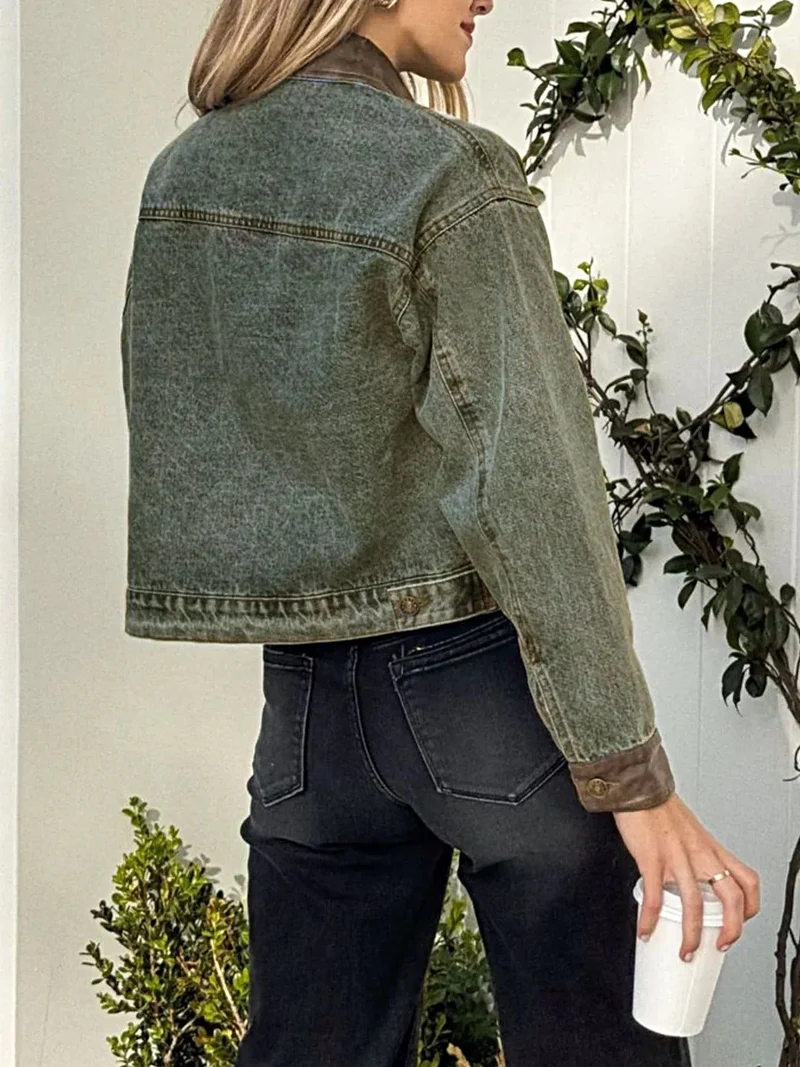 Stijlvol spijkerjack met zakken - Knoopsluiting, 100% polyester, verkrijgbaar in maat S-XL