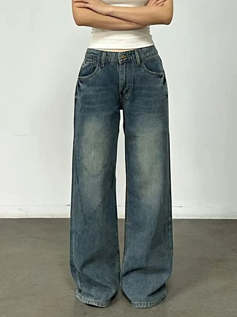 Vintage jeans met wijde pijpen en zakken - Premium 85% katoen, geen stretch, tijdloze elegantie