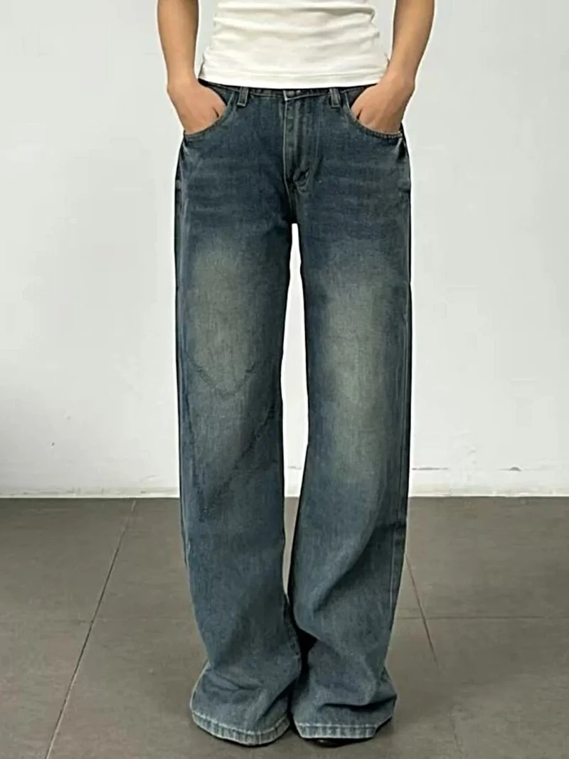 Vintage jeans met wijde pijpen en zakken - Premium 85% katoen, geen stretch, tijdloze elegantie