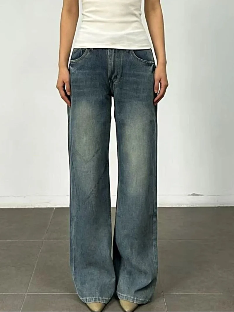 Vintage jeans met wijde pijpen en zakken - Premium 85% katoen, geen stretch, tijdloze elegantie