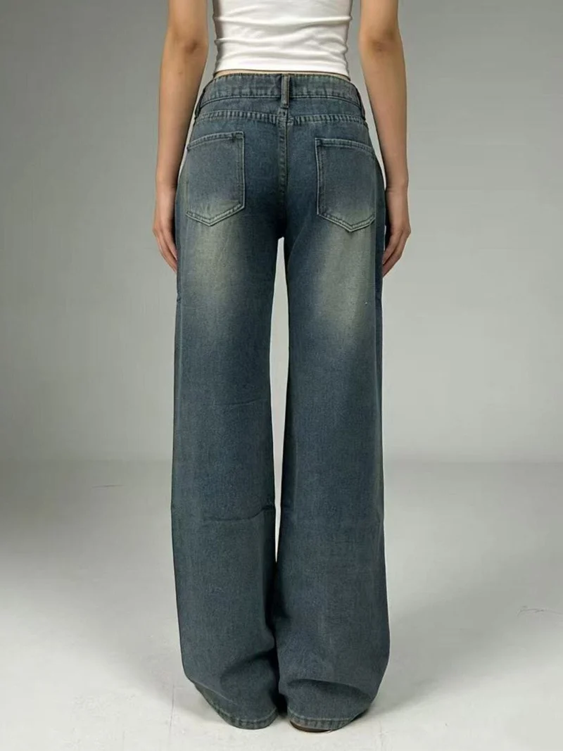 Vintage jeans met wijde pijpen en zakken - Premium 85% katoen, geen stretch, tijdloze elegantie