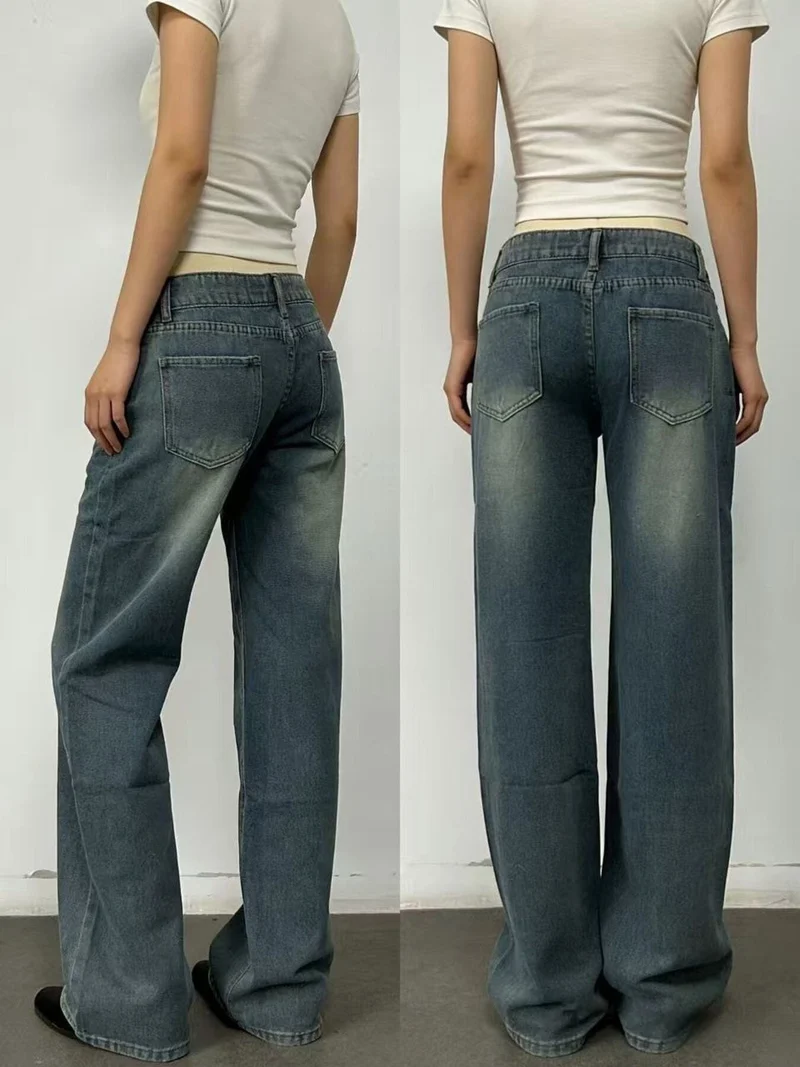 Vintage jeans met wijde pijpen en zakken - Premium 85% katoen, geen stretch, tijdloze elegantie