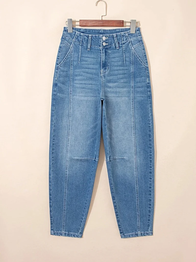 Elegante jeans met omgeslagen pijpen voor dames - Klassieke stijl, met zakken, gemaakt van een katoenmix van 63%.