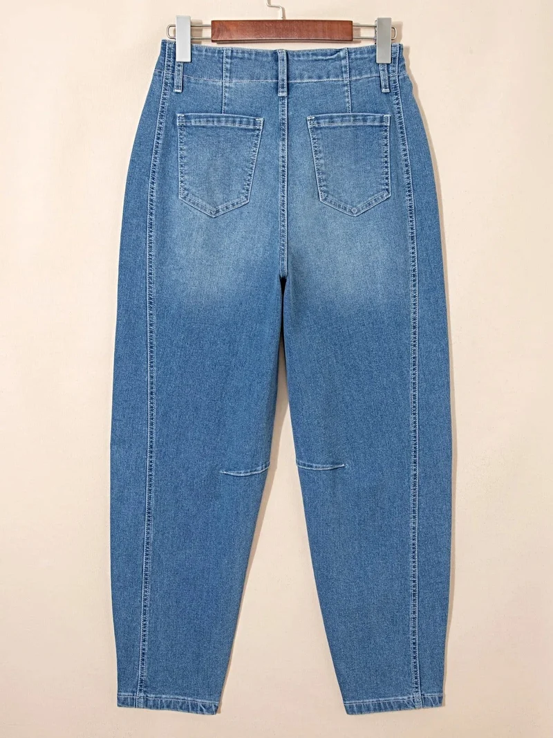 Elegante jeans met omgeslagen pijpen voor dames - Klassieke stijl, met zakken, gemaakt van een katoenmix van 63%.