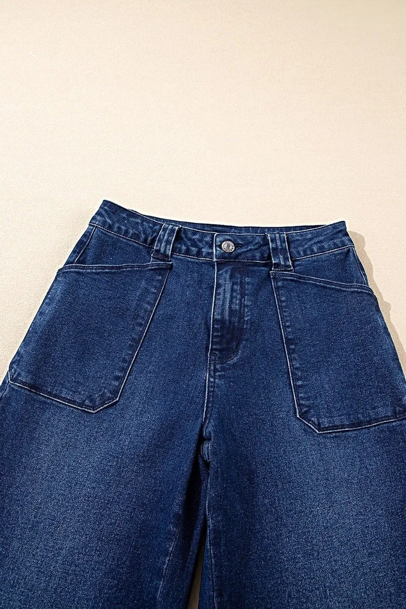 Trendsi damesjeans met rechte pijpen - middelhoge taille, zakken, 72% katoen, geen stretch
