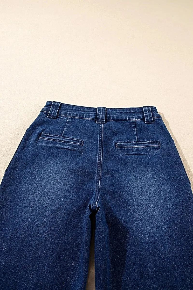 Trendsi damesjeans met rechte pijpen - middelhoge taille, zakken, 72% katoen, geen stretch