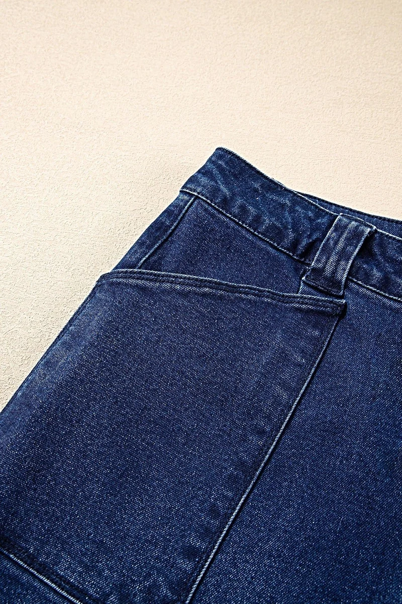 Trendsi damesjeans met rechte pijpen - middelhoge taille, zakken, 72% katoen, geen stretch