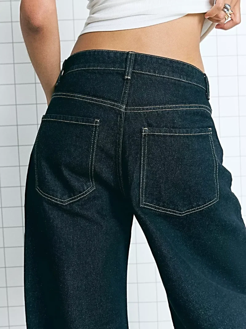 Luxe jeans met wijde pijpen, een verwassen look en zakken - Relaxte pasvorm