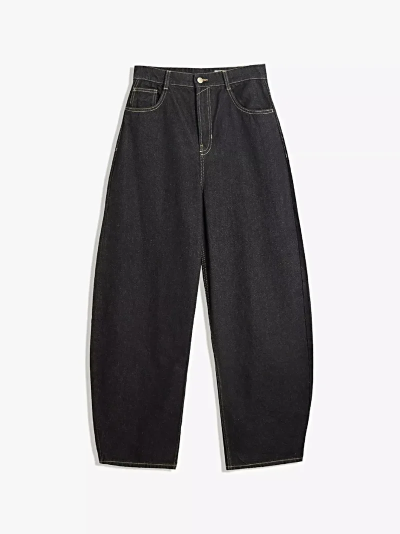 Luxe jeans met wijde pijpen, een verwassen look en zakken - Relaxte pasvorm