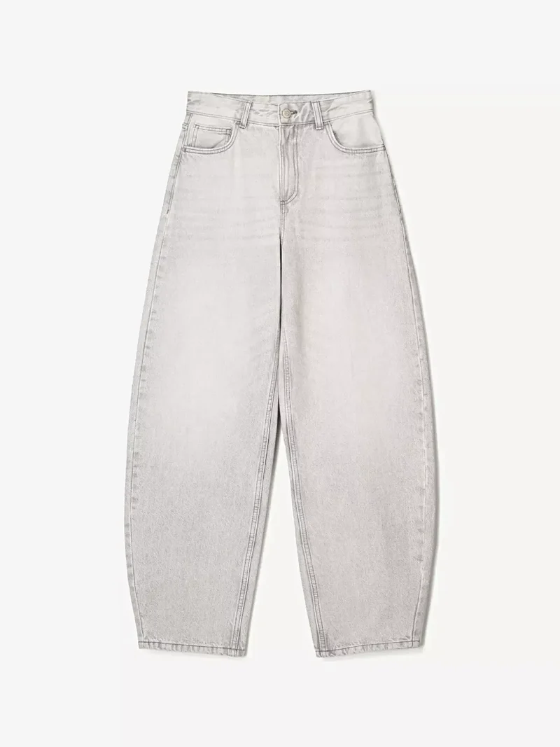 Luxe jeans met wijde pijpen, een verwassen look en zakken - Relaxte pasvorm