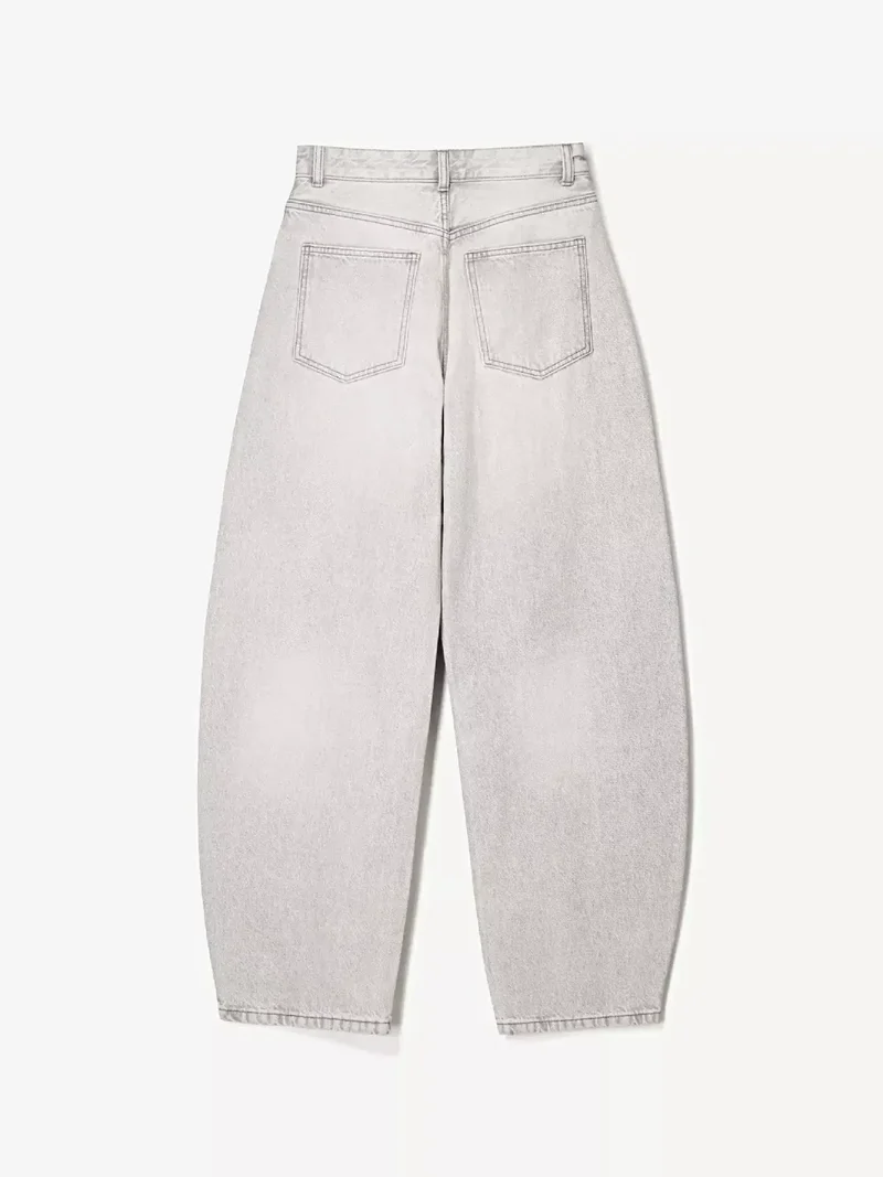 Luxe jeans met wijde pijpen, een verwassen look en zakken - Relaxte pasvorm