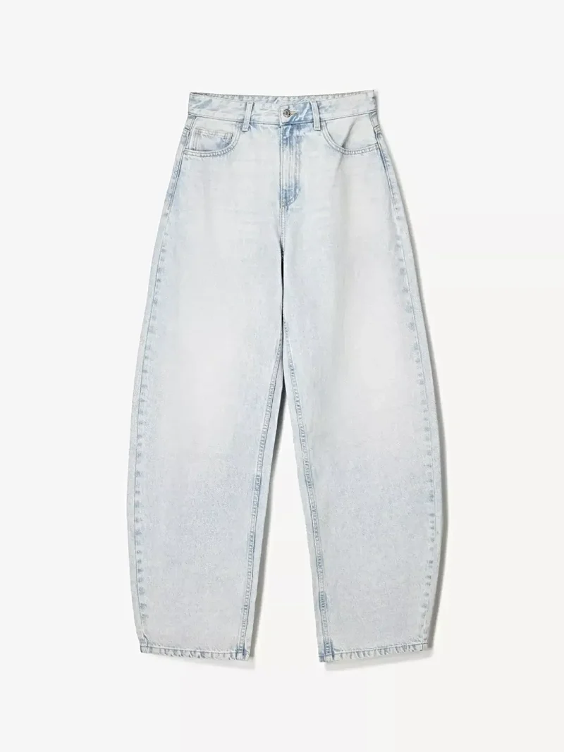 Luxe jeans met wijde pijpen, een verwassen look en zakken - Relaxte pasvorm