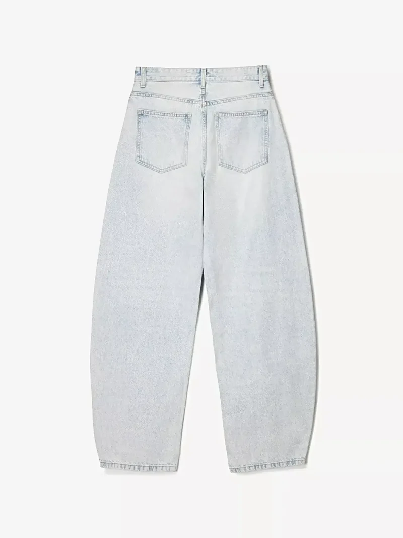 Luxe jeans met wijde pijpen, een verwassen look en zakken - Relaxte pasvorm