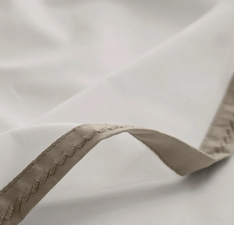 Percale Embellished Pillowcase Set - White/Oak Framed