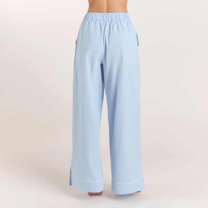Textured Cotton Pyjama Broek - Blauw
