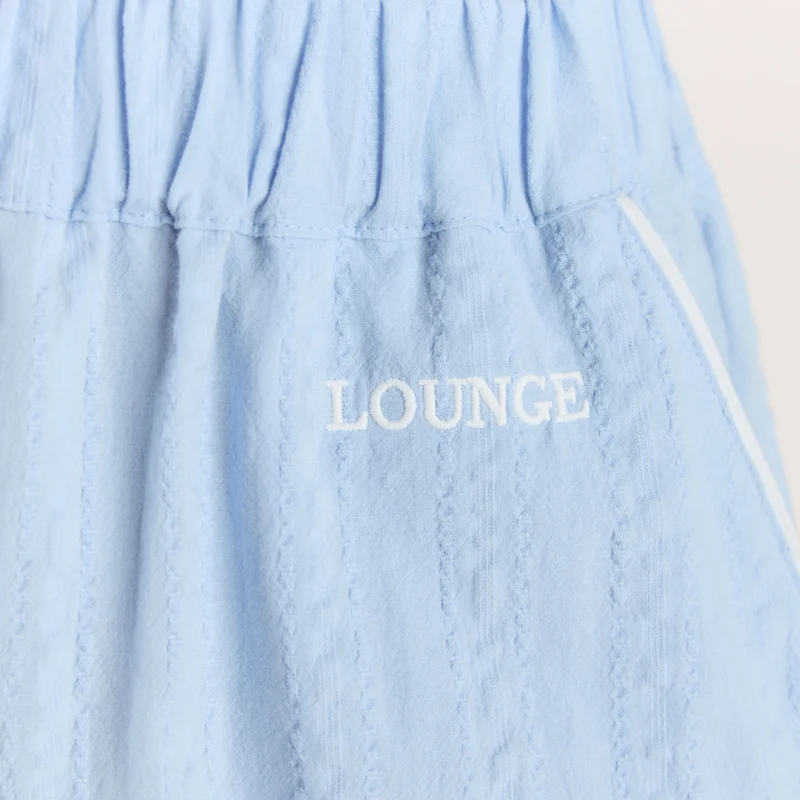 Textured Cotton Pyjama Broek - Blauw
