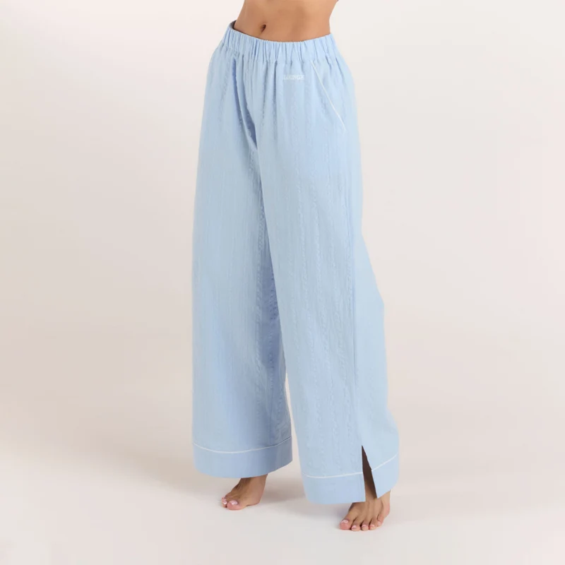 Textured Cotton Pyjama Broek - Blauw