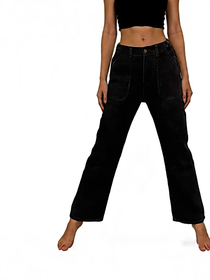Stijlvolle jeans met wijde pijpen, contrasterende stiksels en zakken | 85% katoen, 15% polyester