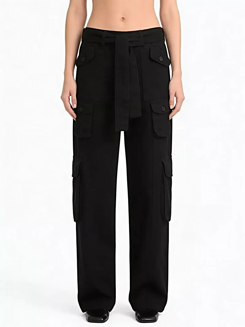Luxe cargo jeans met wijde pijpen en zakken, gemaakt van 85% katoen - trendy en comfortabel.