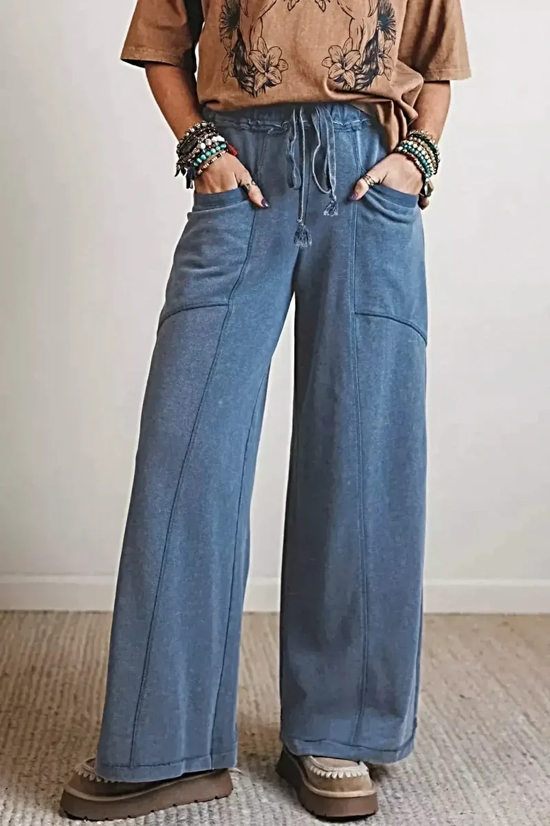 Luxe, comfortabele jeans met trekkoord en relaxte pasvorm - 100% katoen, met zakken.