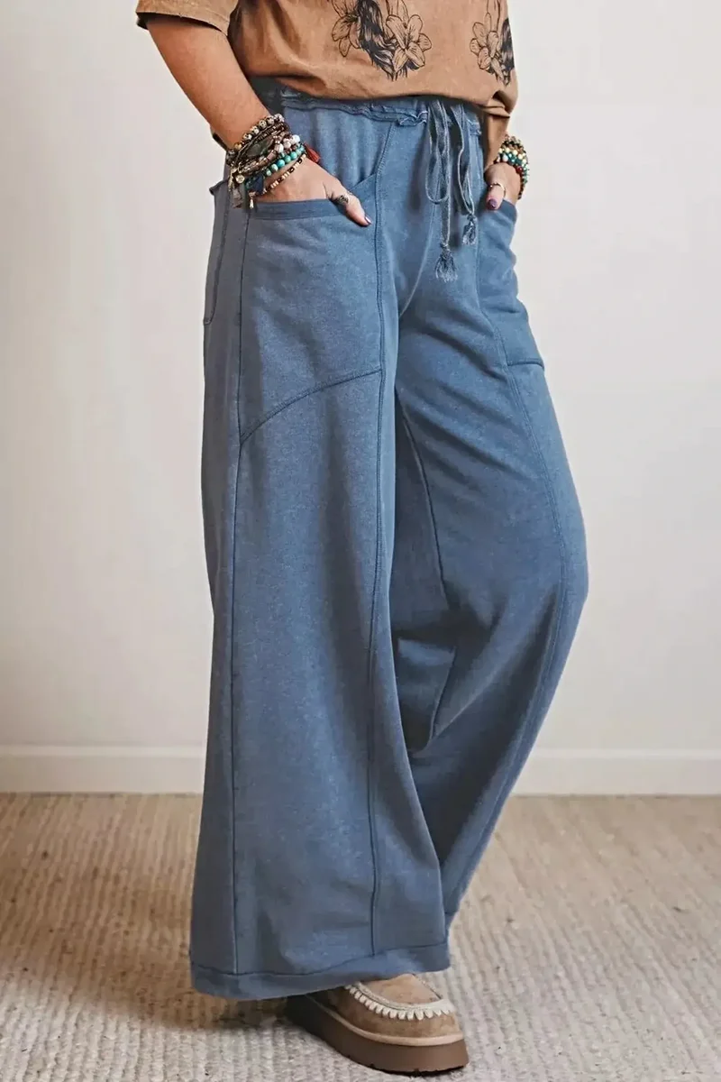 Luxe, comfortabele jeans met trekkoord en relaxte pasvorm - 100% katoen, met zakken.