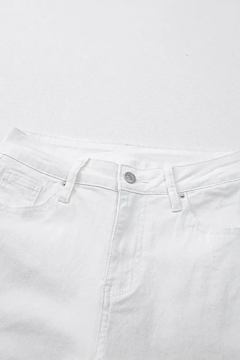 Jeans met hoge taille en rechte pijpen voor dames - Klassieke stijl met zakken, geen stretch, hoogwaardige stof