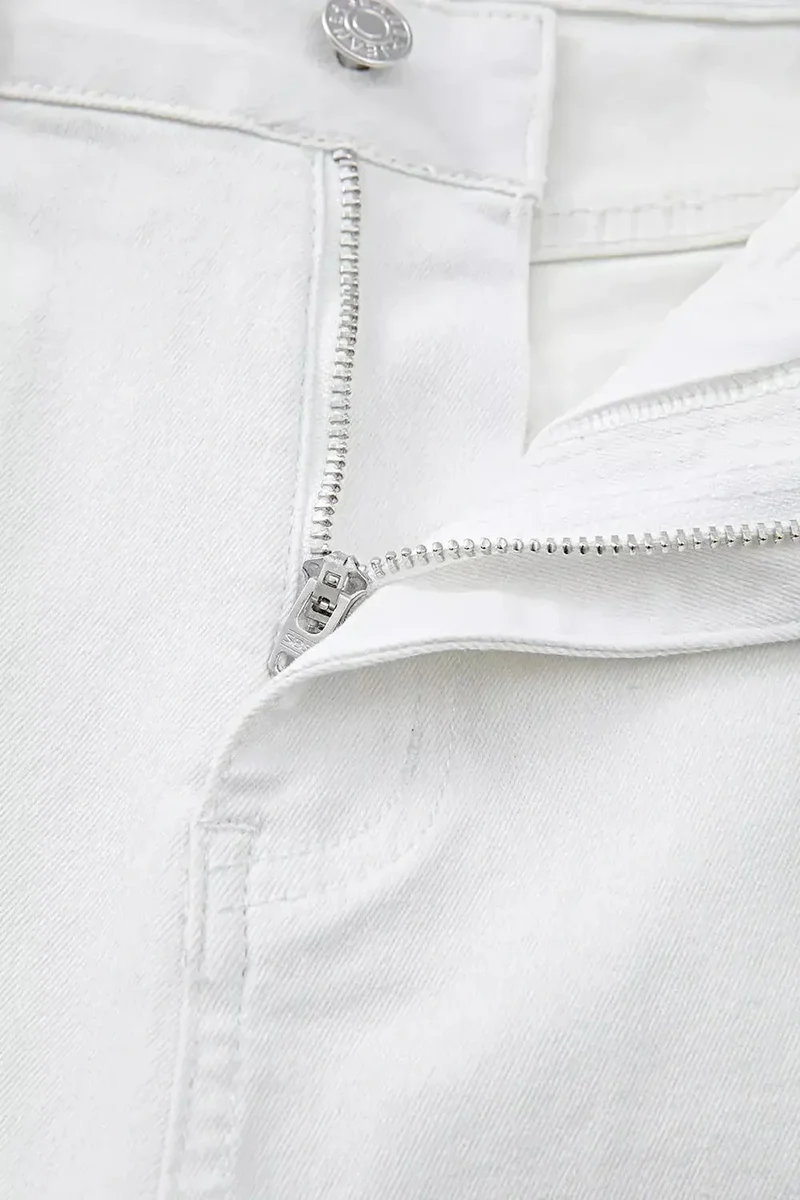 Jeans met hoge taille en rechte pijpen voor dames - Klassieke stijl met zakken, geen stretch, hoogwaardige stof