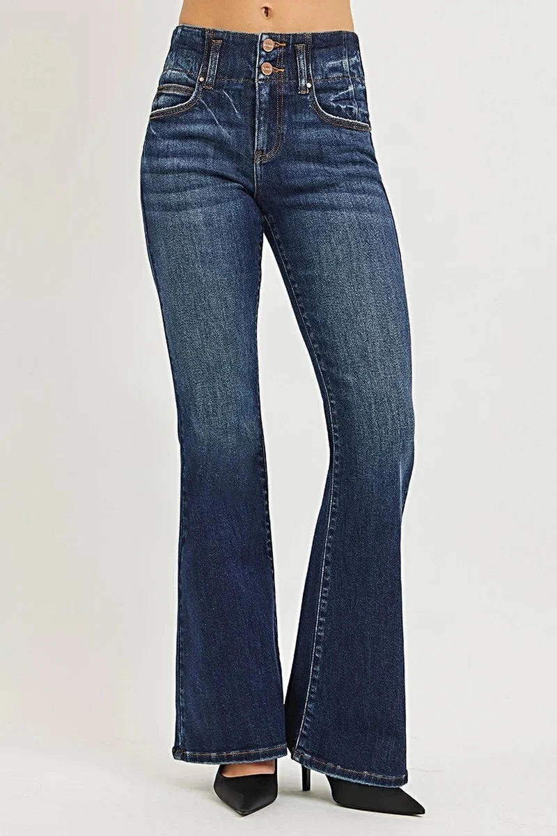 RISEN High Rise Flare Jeans met taillebandnaad voor een flatterende pasvorm